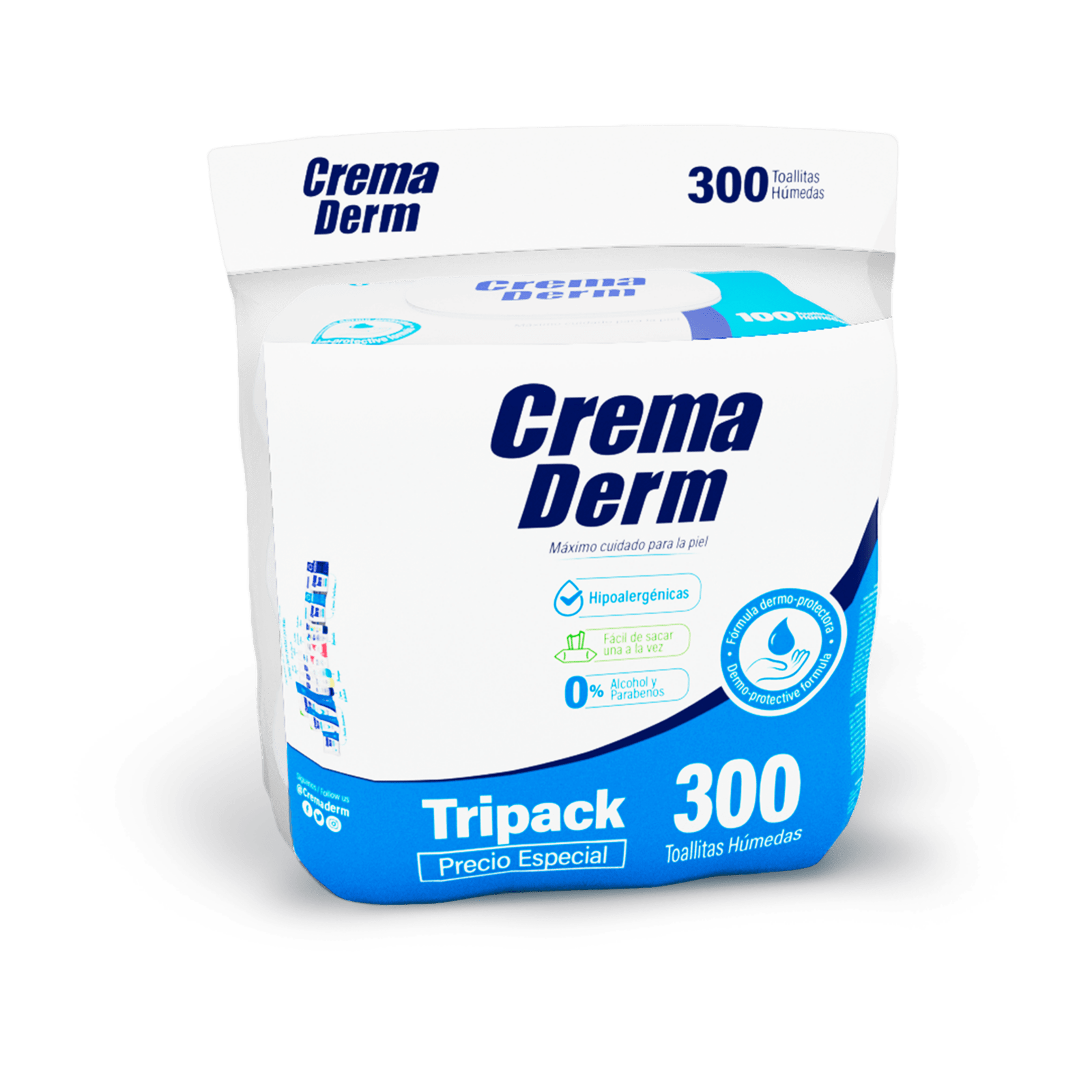 CREMA DERM TOALLITAS TRIPACK X 300