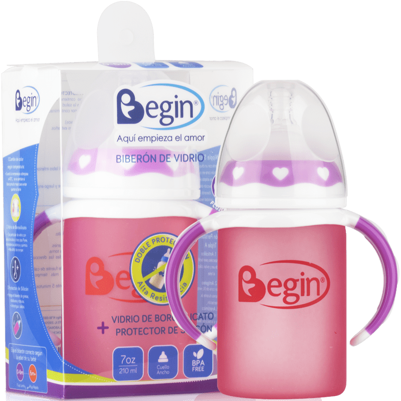 BIB DE VIDRIO BOROSILICATO + PROTECTOR DE SILICON 7OZ