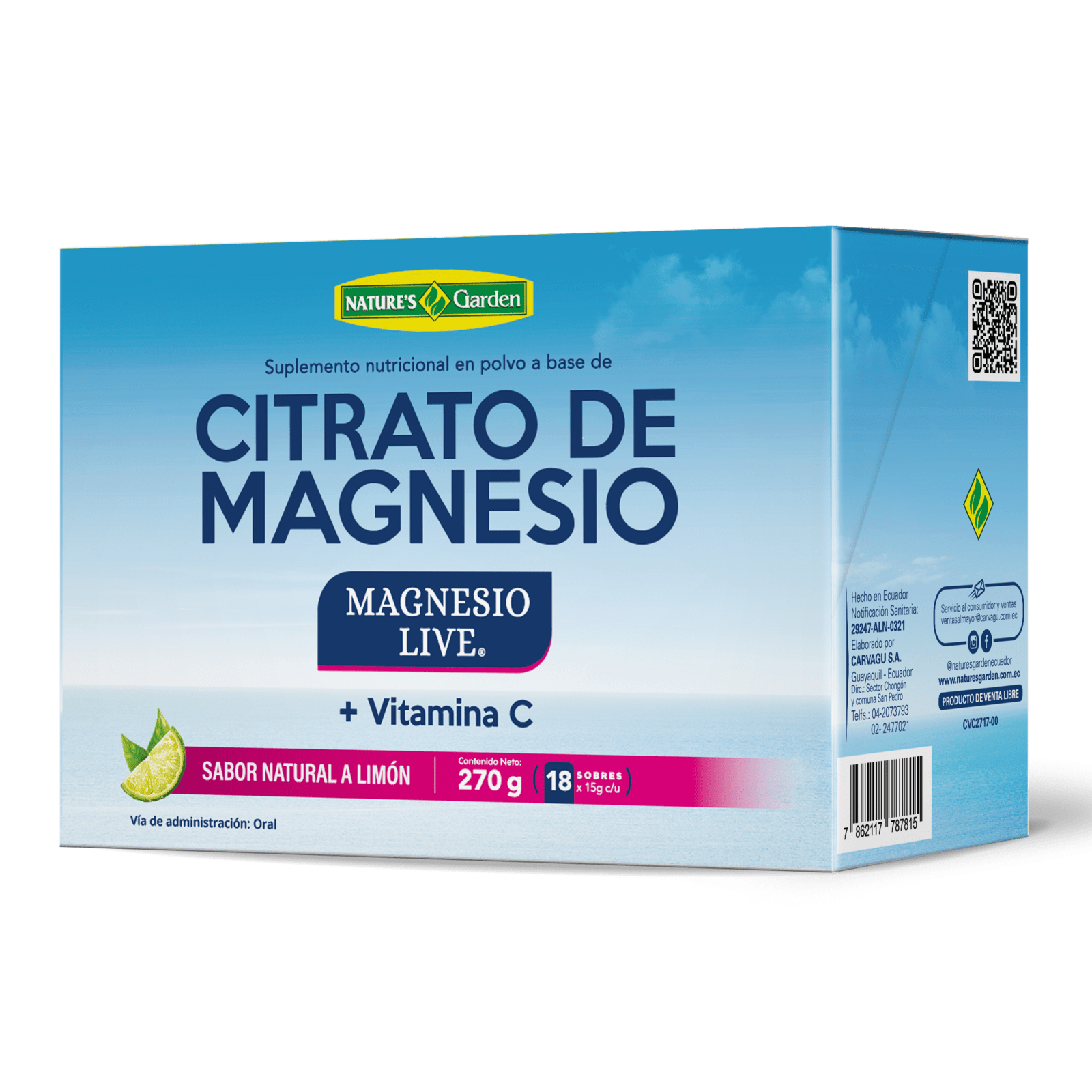 CITRATO DE MAGNESIO LIVE LIMON SOBRES X 18